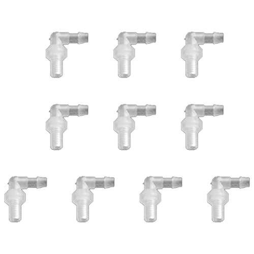 Unifizz Kunststoff-Schlauchstutzen mit Widerhaken, 6 mm, Schlauchstutzen, M8-Gewinde-Adapter, Verbindungsstück, 90 °, Winkelgelenk-Spleißer, Mender Adapter für Kraftstoff, Gas, Flüssigkeit, Luft, 10 von Unifizz