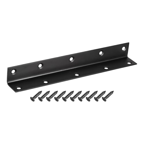 Unifizz L-Halterung, robuste Eckstrebe, 25 x 25 x 200 mm, rechtwinklige Regalstütze, Metallgelenkhalterung für Möbel und Wandmontage, Schwarz, 2 Stück von Unifizz