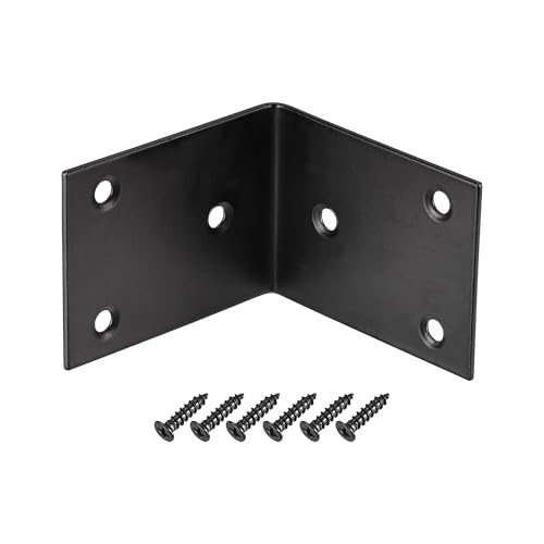 Unifizz L-Halterung, robuste Eckstrebe, 65 x 65 x 48 mm, rechtwinklige Regalstütze, Metallgelenkhalterung für Möbel und Wandmontage, Schwarz, 4 Stück von Unifizz