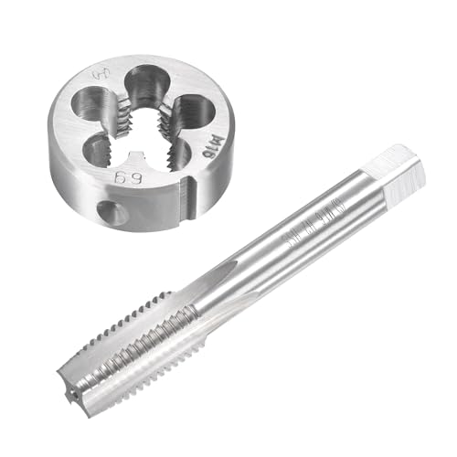 Unifizz M16 x 2 mm metrisches Gewindeschneider-Set, Maschinengewindebohrer mit rundem Gewindeschneider, Gewindeschneider-Set für Mutterschrauben, Bolzen, Gewindereparatur von Unifizz