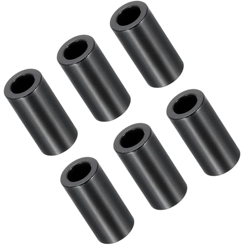 Unifizz M6 Abstandshalter aus Aluminium, rund, 6,2 mm Innendurchmesser x 10 mm Außendurchmesser x 20 mm Länge, Aluminium-Abstandshalter ohne Gewinde, für M6-Schrauben-Baugruppen, Schwarz, 6 Stück von Unifizz