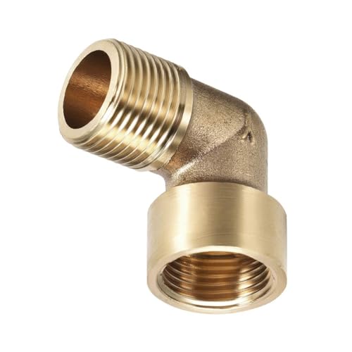 Unifizz Messing-Rohrverschraubung, 90-Grad-Winkel, 3/8 BSPP-Stecker auf 3/8 BSPP-Innengewinde, auslaufsicherer Gewindeanschluss für Sanitär- und HVAC-Anschlüsse, 5 Stück von Unifizz