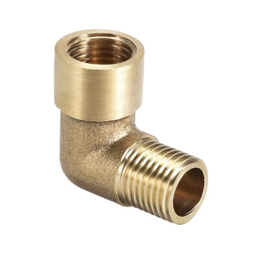 Unifizz Messingrohrverschraubung, 90-Grad-Winkel, 1/4 BSPP-Stecker auf 1/4 Zoll BSPP-Innengewinde, auslaufsicherer Gewindeanschluss für Sanitär- und HVAC-Anschluss, 1 Stück von Unifizz