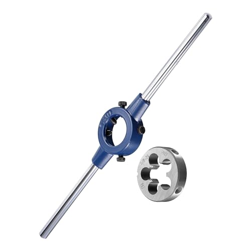 Unifizz Runder Schneideisen-Griffschlüssel-Set, 1/2-28 UNEF Schneideisen und 38 mm (1-1/2) Schneideisenhalter (passend für: 26 mm - 38 mm OD Schneideisen / M12-M16 Gewindeschneider) verstellbar für von Unifizz