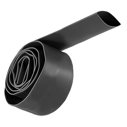 Unifizz Schrumpfschlauch, 22 mm Durchmesser, 37 mm, flache Breite, 2:1 Verhältnis, Schrumpfschlauch, Kabelmuffe, 1 m, Schwarz von Unifizz