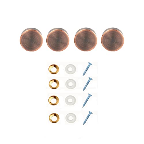 Unifizz Spiegelschrauben, 20 mm Kupfer-Spiegelnägel mit dekorativen Kappen, Messingspiegelabdeckungen, Hardware und Gummi-Unterlegscheibe für Badezimmerschränke, Spiegelpaneele, Tisch, Rotbronze, 4 von Unifizz