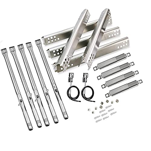 Uniflasy Ersatzteile Kit für Charbroil Performance 5 Brenner 463347519, 475 4 Brenner 463347017, 463673017, 463376018P2, Heizplatte Zeltschild, Grillbrennerrohr, A Verstellbares Crossover Schlauch von Uniflasy