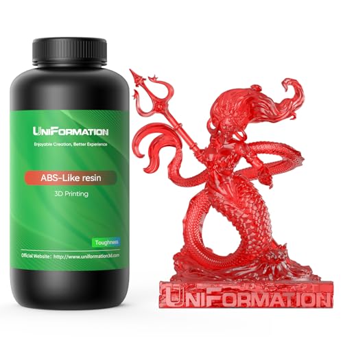 UNIFORMATION 3D Drucker Resin ABS LIKE Resin hart robust 3D-Druckerharz Photopolymer UV-hrtende 3D-Harzflüssigkeit mit hoher Przision geeignet für funktionaler mechanischer Druck klar rot 1 kg von Uniformation