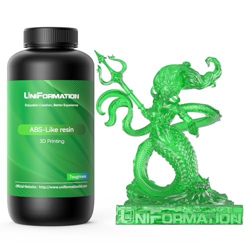 UNIFORMATION 3D Drucker Resin ABS LIKE Resin hart robust 3D-Druckerharz Photopolymer UV-hrtendes 3D-Harz flüssig mit hoher Przision geeignet für SLA-/LCD-/DLP transparent grün 1 kg von Uniformation
