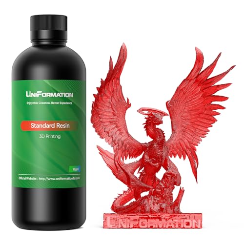 UNIFORMATION 3D Drucker Resin 3D-Druckerharz Standard Schnell UV-härtendes 3D-Harz auf Pflanzenbasis mit hoher Präzision und niedriger Viskosität Geeignet für Transparent, Klar Rot 2KG von Uniformation
