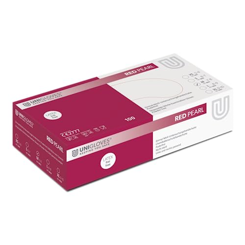 Unigloves Nitril-Handschuhe rot puderfrei - RED PEARL - 100 Stck. (Größe: 5-6 / XS) von UNIGLOVES