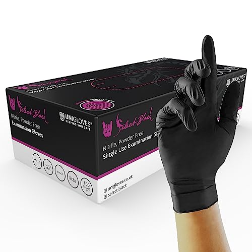 Unigloves gt0035 Select puderfrei Nitril Handschuhe, X-Large, Schwarz (100 Stück) von NITREX