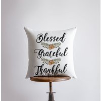 Gesegnet Dankbar | Kissenbezug Herbst Dekor Cabochon Ideen Dekoration Erntedank Primitive Geschenk von UniikPillows