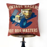 Hot Rod Racer | Kissenbezug Kissen Werfen Surfer Papa Geschenk Oldtimer-| Geschenkideen Zimmer Dekor von UniikPillows