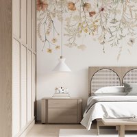 Vliestapete Mit Trockenblumen Print Im Vintage-Boho Style - Angepasst Auf Deine Wand Und Maß in Bahnen Geschnitten von UnikNordic
