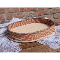 Tablett Aus Rattan Oval Geflochten - Flechtkorb Korbtablett Küchentablett Serviertablett "Sommer" von UnikateMarenWodzich