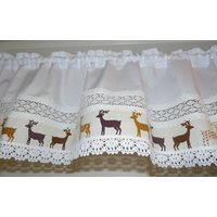 Weihnachtliche Scheibengardine Beige Braun Im Zauberhaften Landhausstil Rentier Einzelstück von UnikateUndmehr