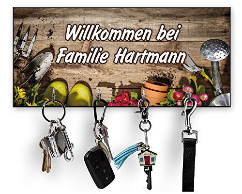 Unikatolo Schlüsselbrett mit Namen Garten, Geschenk Gärtner, Gärtnerin, Oma Opa Schild Spruch Garten, Wandhaken Wanddekoration Geburtstag Einzug Richtfest Silberhochzeit von Unikatolo