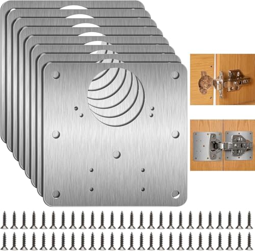 Reparaturplatten für Möbel, Scharniere, Reparaturplatte, Türscharnier, 90 x 90 mm, für die Reparatur von Scharnieren an Schranktüren, 8 Stück Reparaturplatten für Möbel, Scharniere, Reparaturplatte, Türscharnier, 90 x 90 mm, für die Reparatur von Scharnieren an Schranktüren, 8 Stück von Unikeen