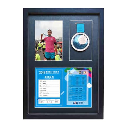 Unikicool Medaillen Fotorahmen Vitrine,Rahmen Anzeigen Von Medaillen,Medaillenhalter Box Frame Shadow Box,MilitäR-Medaillen-Vitrine,FüR KriegsmilitäR,Marathon,Gymnastik Alle Sportarten von Unikicool