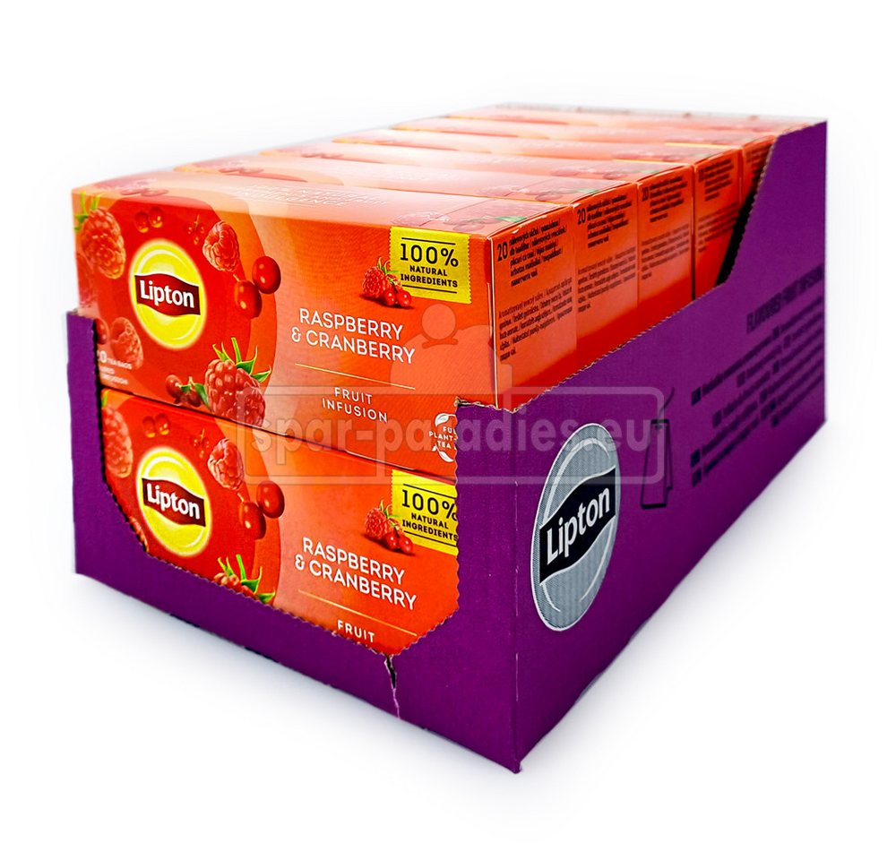 Unilever Teekanne Lipton Früchtetee Himbeere & Cranberry, 20er Pack x 12 von Unilever