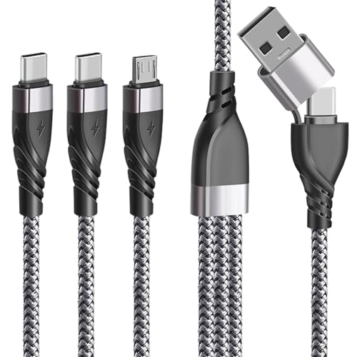 Unillous Multi USB Kabel, Universal Ladekabel 5 in 1 Schnellladekabel mit 2 Typ C und Micro USB Mehrfach Anschlüsse, USB C Multi Ladekabel für iP 16 15 Android Galaxy LG PS4 Tablet 1.2 M von Unillous