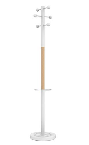 UNILUX Garderobenständer ACCESS, 175 cm, mit Schirmständer, weiß und buche von Unilux
