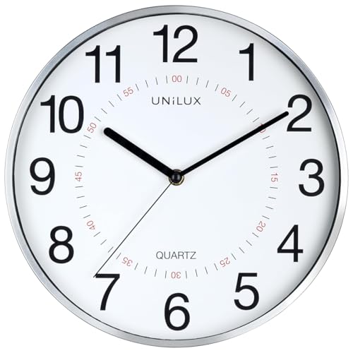 Unilux Wanduhr Aria mit Sekundenzeiger, modernes Ziffernblatt, Kunststoff/Glas, metallgrau, 30.5 cm von Unilux