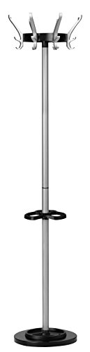 Unilux 100340640 Garderoben-Ständer "Cypres" mit höhenverstellbarem Schirmständer, 170 cm, metall-grau von Unilux