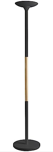 Unilux LED Deckenfluter Pryska, skandinavisch, dimmbar, 3000K, schwarz mit Holz, 180 Unilux LED Deckenfluter Pryska, skandinavisch, dimmbar, 3000K, schwarz mit Holz, 180 von Unilux