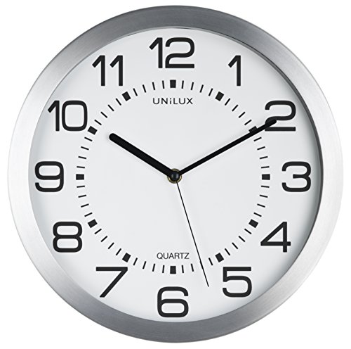 Unilux Wanduhr Moon mit Beleuchtung 35,5cm in metallgrau mit Ziffern-Licht von Unilux