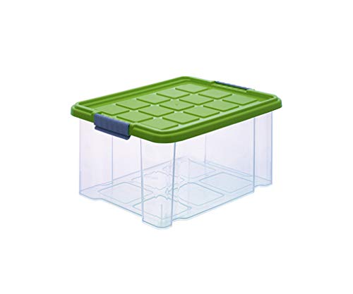 Euro-Box transparent mit Deckel lime-grün 15 Liter 40 x 29 x 21 cm von Unimet