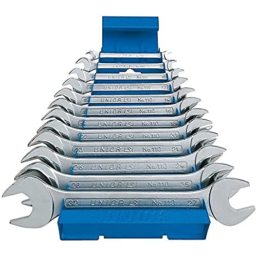 Unior 110/1MS Doppelgabelschlüssel-Set mit Metallständer, 1/4 Zoll X1 1/4 Zoll /12 von Unior