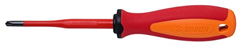 Unior 611VDETBI Elektriker-Schraubendreher SLIM mit 3-Komponentengriff für Flach-Kreutz-Schrauben, SLPH2 x 100 von Unior