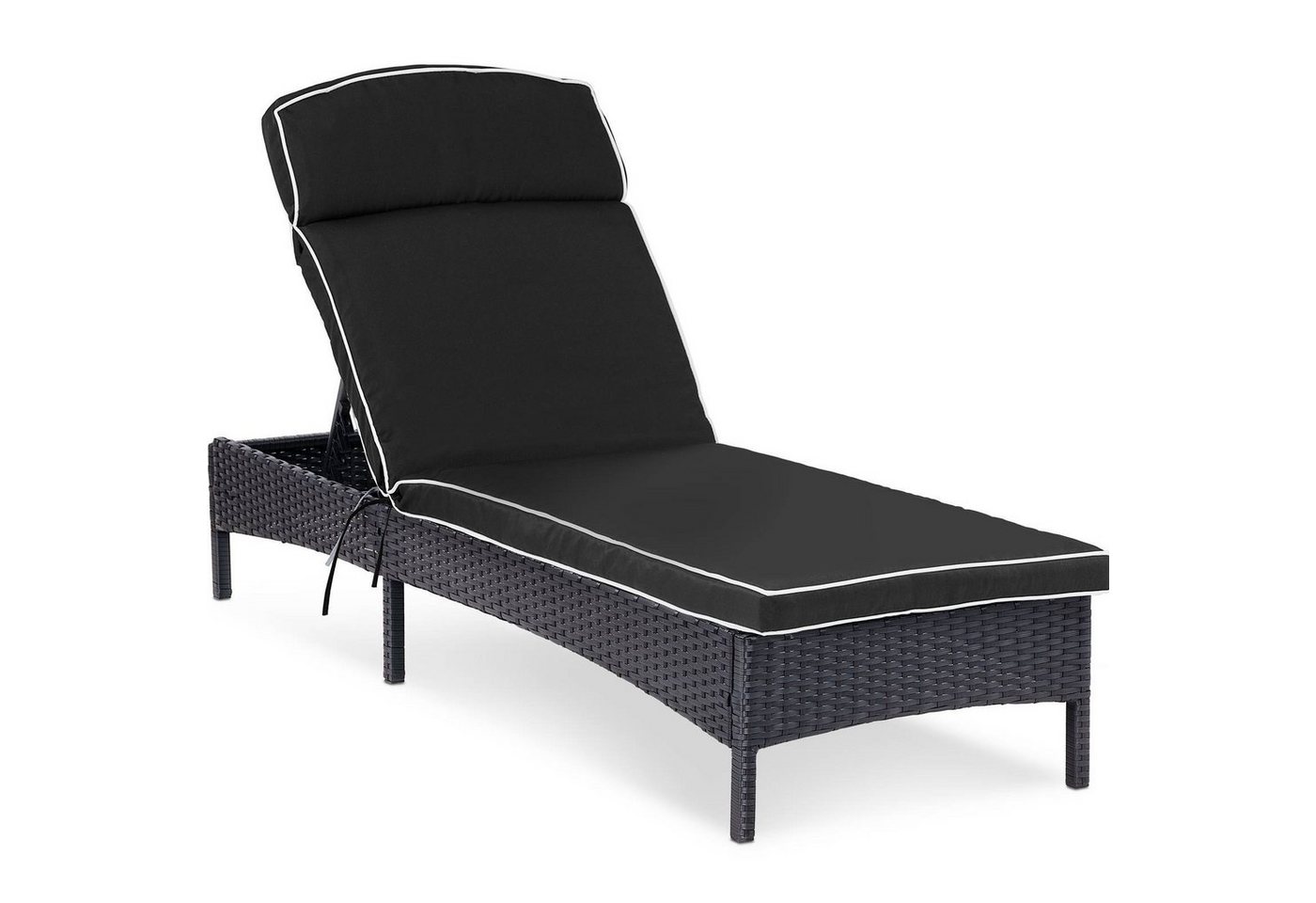 Uniprodo Gartenliege Sonnenliege Relaxliege schwarz Stahlrahmen Rattan von Uniprodo