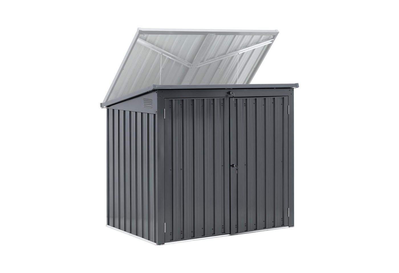 Uniprodo Gerätehaus Metall-Mülltonnenbox Mülltonnenverkleidung für 2 Tonnen (240 L), BxT: 90x288.5 cm von Uniprodo