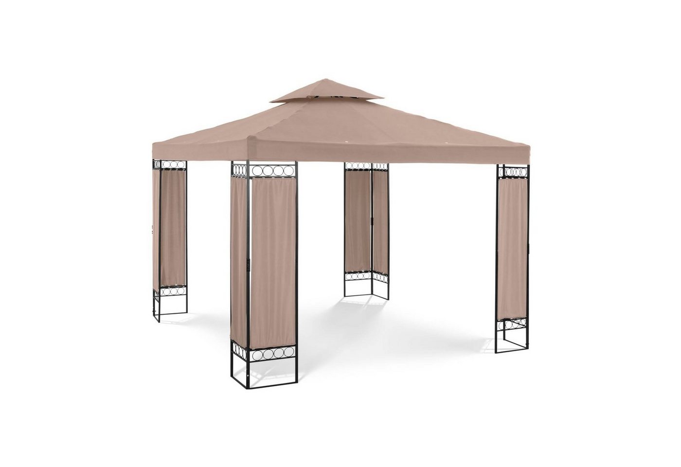 Uniprodo Pavillon Uniprodo Gartenpavillon 3x3m Polyester 160 g/m2 beige Höhe 2,60m von Uniprodo