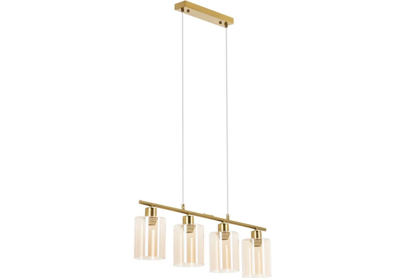 Uniprodo Pendelleuchte Pendelleuchte 4 Glasschirme E27 Pendellampe Hängelampe Deckenlampe von Uniprodo