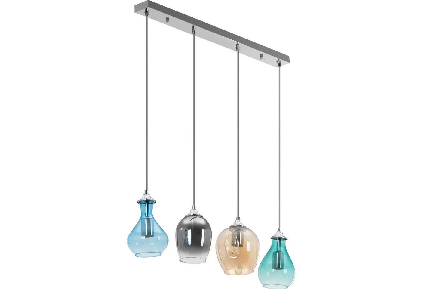 Uniprodo Pendelleuchte Pendelleuchte mit vier Glasschirmen E27 Pendellampe Hängelampe Uniprodo Pendelleuchte Pendelleuchte mit vier Glasschirmen E27 Pendellampe Hängelampe von Uniprodo