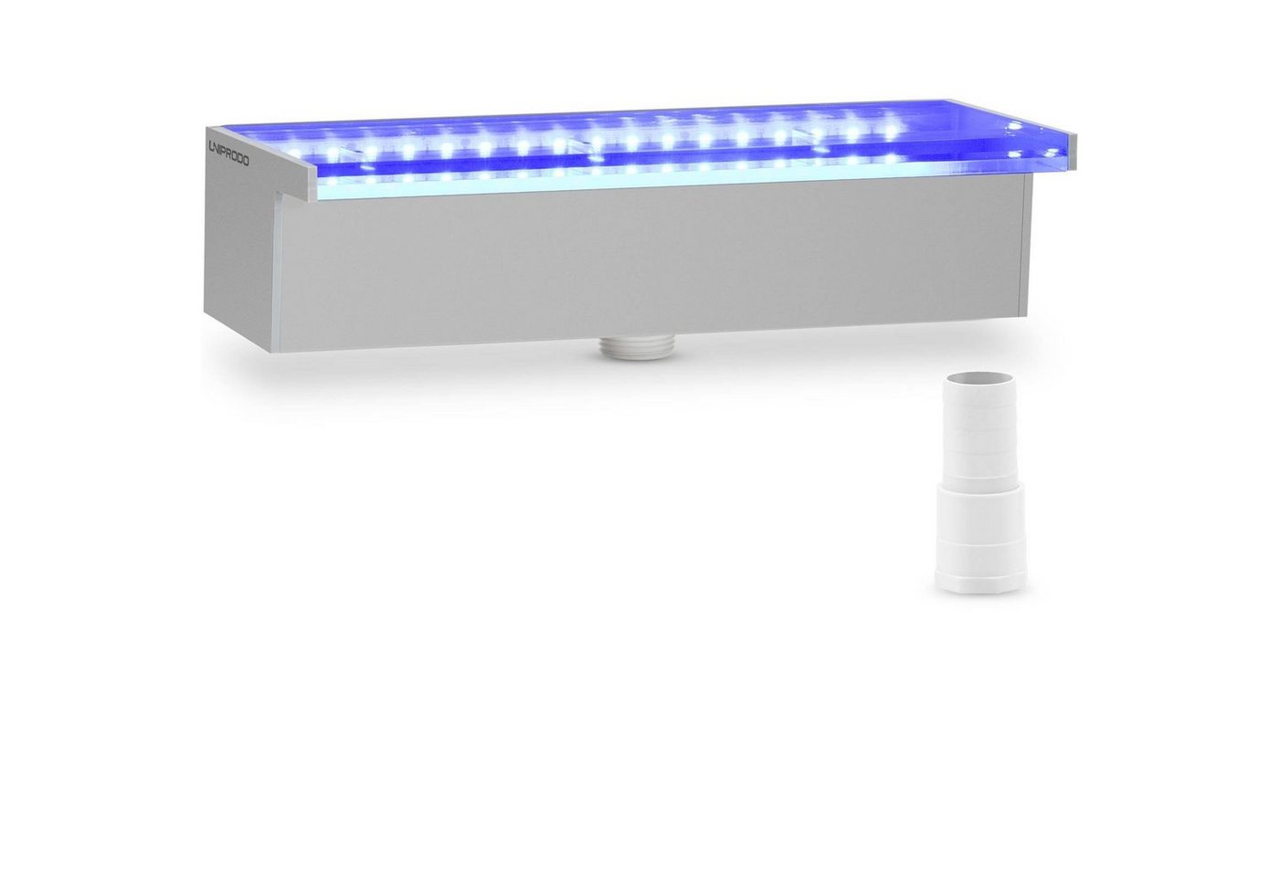 Uniprodo Poolwasserfall Schwalldusche 30cm LED-Beleuchtung - Blau/Weiß - tiefer Wasserauslauf von Uniprodo