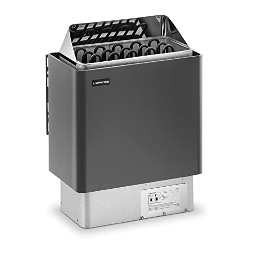 Uniprodo UNI_SAUNA_G8.0KW Saunaofen elektrisch 8 kW 30 bis 110 °C Überhitzungsschutz Thermostat Saunaheizung Sauna Ofen für 8-12 m³ Saunen Saunazubehör Wandmontage möglich Trockendampfsauna von Uniprodo