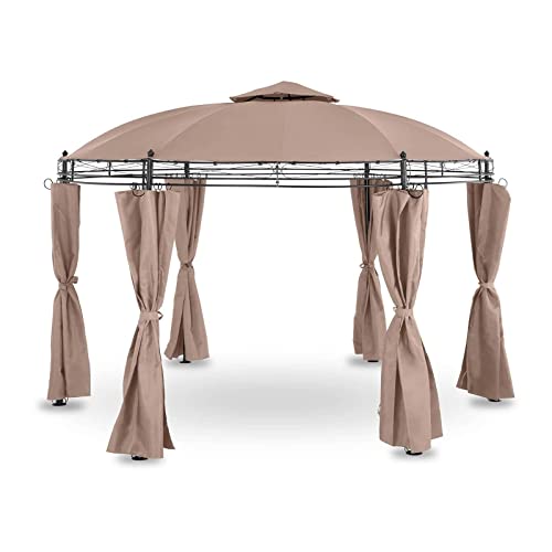 Uniprodo Uni_PERGOLA_3X3.5TR_U Gartenpavillon rund Ø 3,50 m Polyester 180 g/m2 beige Höhe 2,80 m UV-Schutz wasserfest von Uniprodo