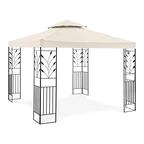 Uniprodo Uni_PERGOLA_3X3B Gartenpavillon Rankenmotiv Pavillon Festzelt Partyzelt Metall 3x3m beige von Uniprodo