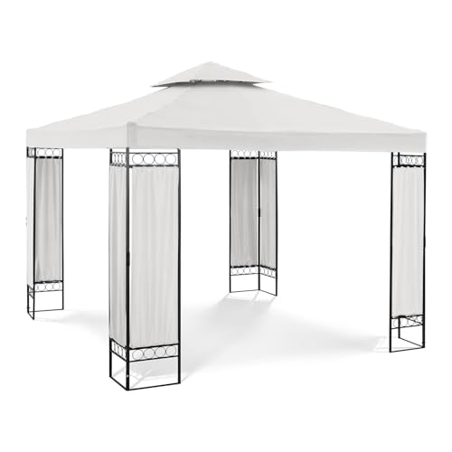 Uniprodo Uni_PERGOLA_3X3BF Gartenpavillon Pavillon Festzelt Partyzelt Stahl 3x3m Beige Verzierung 160 g/m² beige von Uniprodo