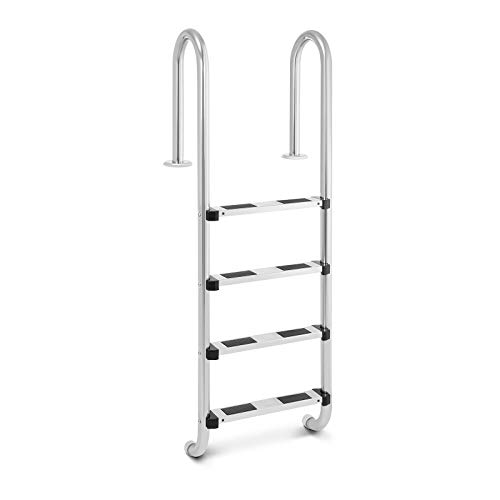 Uniprodo Uni_Pool_Ladder_1570 Poolleiter Edelstahl 4 Stufen Schwimmbadleiter 180 kg Tiefbeckenleiter Enger Holmbogen von Uniprodo