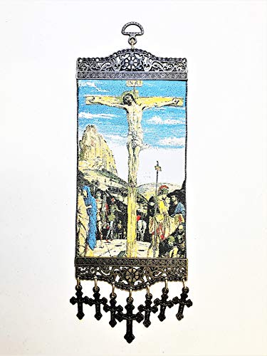 Religiöse Ikone – Kreuzigung von Herrn Jesus Christus – Wandbehang Tapisserie Banner Kunst Decor – Christlich Orthodox katholisch – 27,9 x 10,2 cm – Weihnachten Ostern Thanksgiving Jahrestag von Unique Art & Design