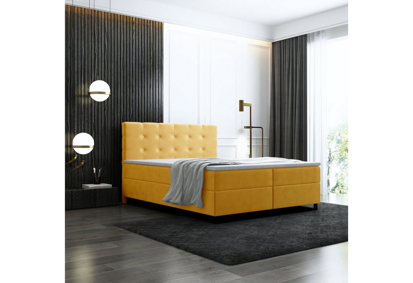 Unique Home Boxspringbett Boxspringbett GM-AL 2,mit 2 Bettkasten und Topper.Schlaffläche wählbar, Farbe wählbar von Unique Home