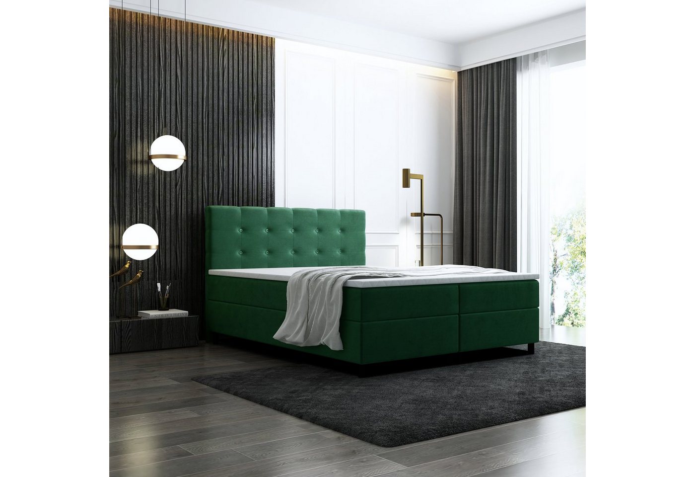 Unique Home Boxspringbett Boxspringbett GM-AL 2,mit 2 Bettkasten und Topper.Schlaffläche wählbar, Farbe wählbar von Unique Home