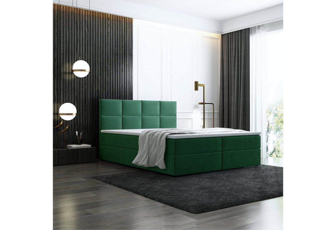 Unique Home Boxspringbett Boxspringbett GM-LE1 mit 2 Bettkasten und Topper.Schlafflache wählbar, Farbe wählbar von Unique Home