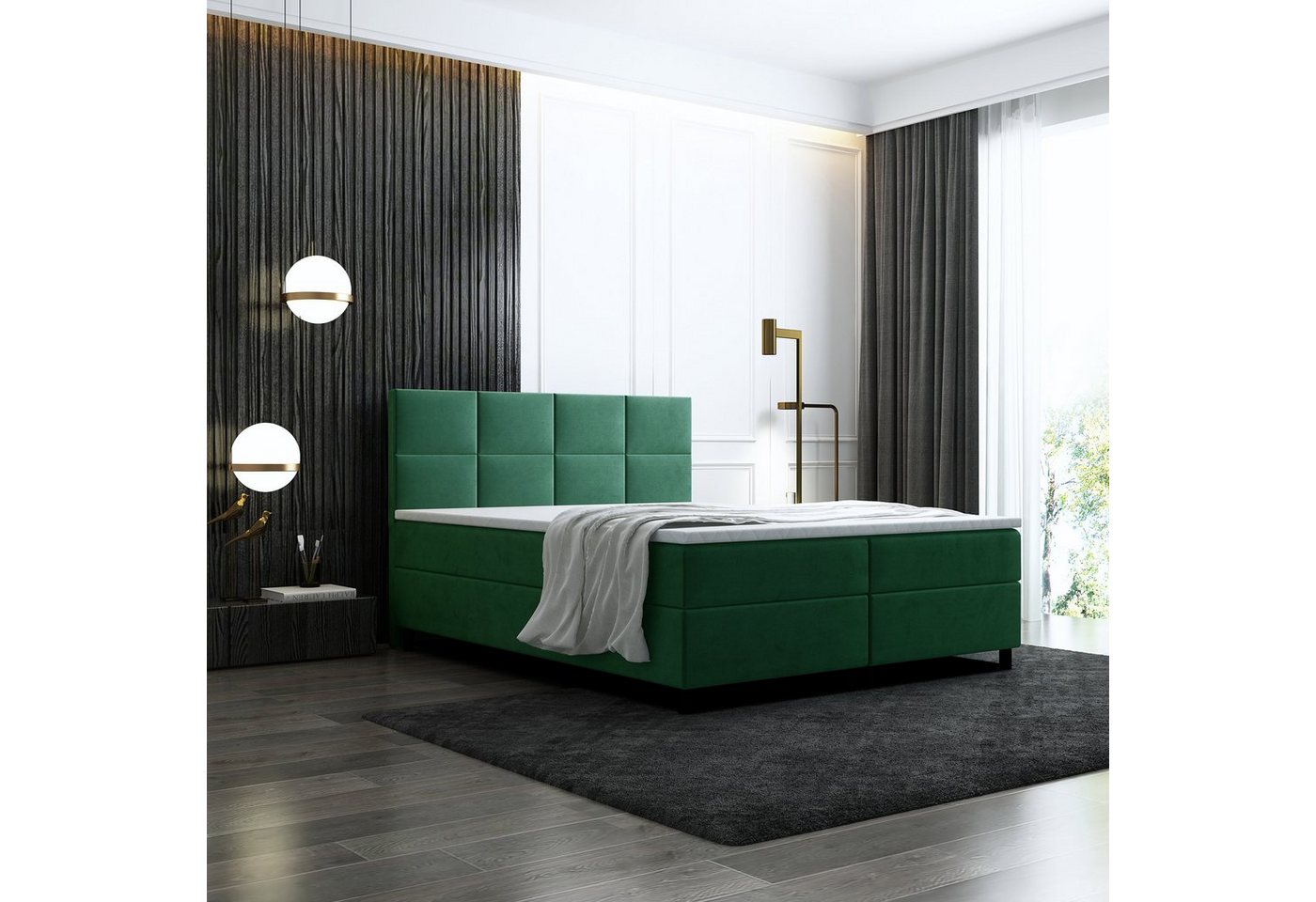 Unique Home Boxspringbett Boxspringbett GM-LE2,mit 2 Bettkasten und Topper. Schlaffläche wählbar, Farbe wählbar von Unique Home